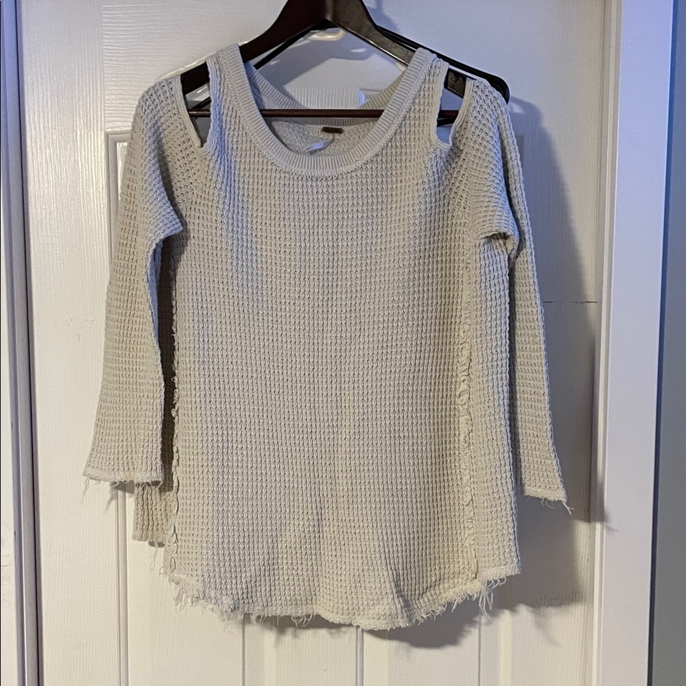 Free People Women’s Thermal Knit Sunrise Cold Shoulder Sweater